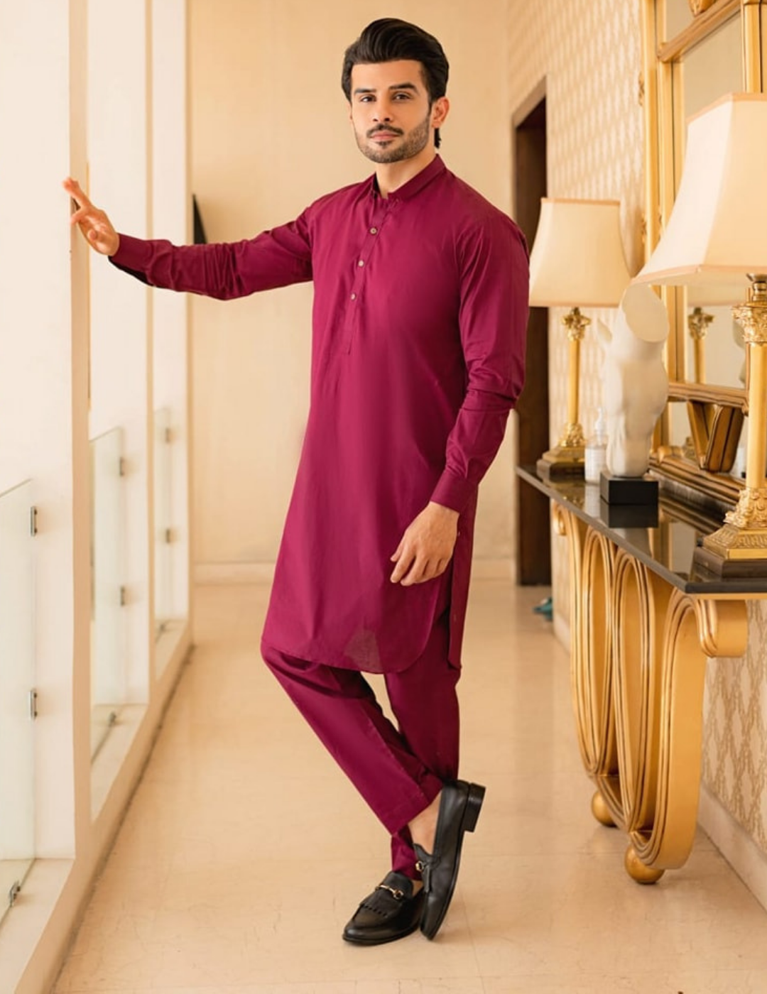 Short color cotton kurta