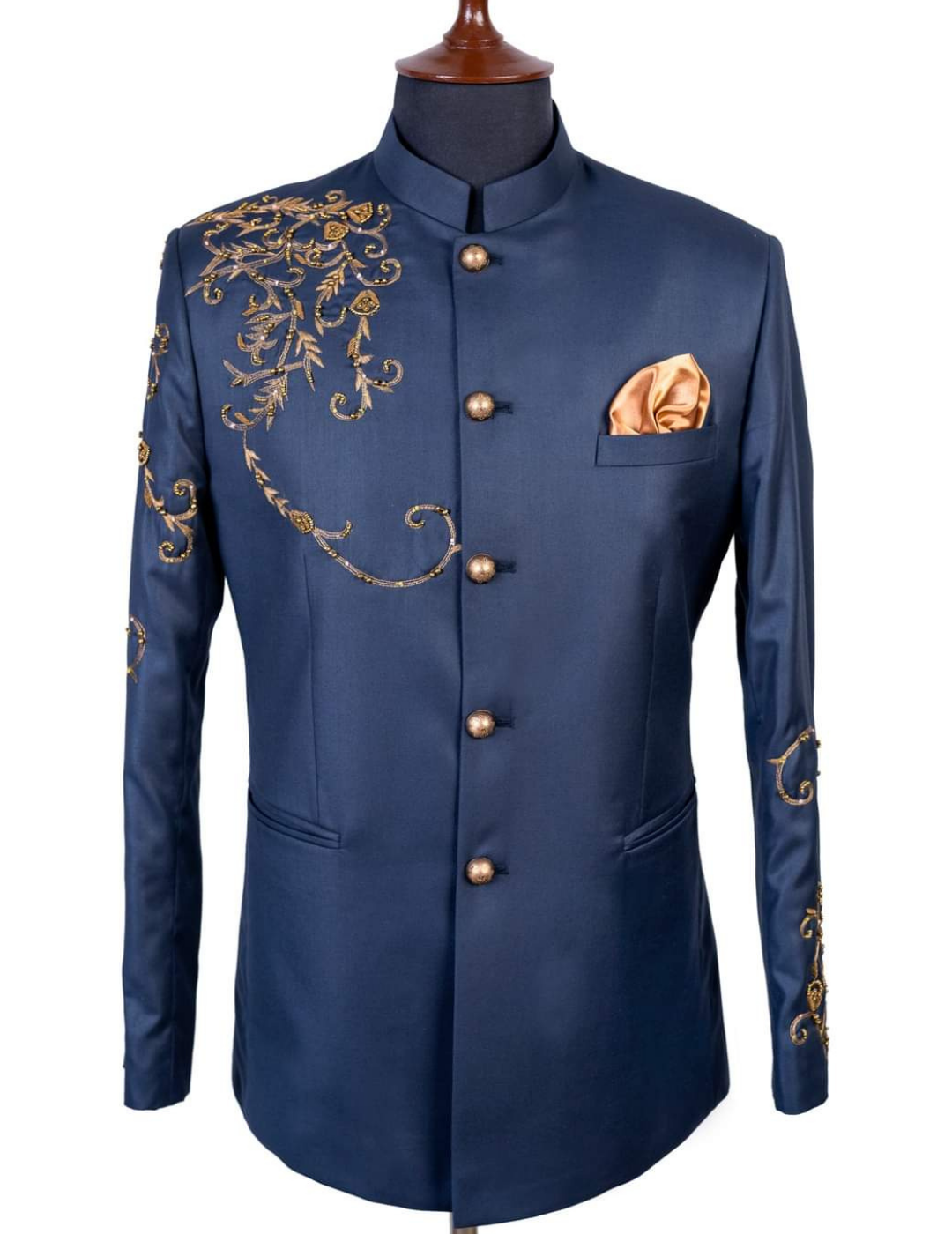 BLUE TROPICAL HAND EMBELLISHED PRINCE COAT