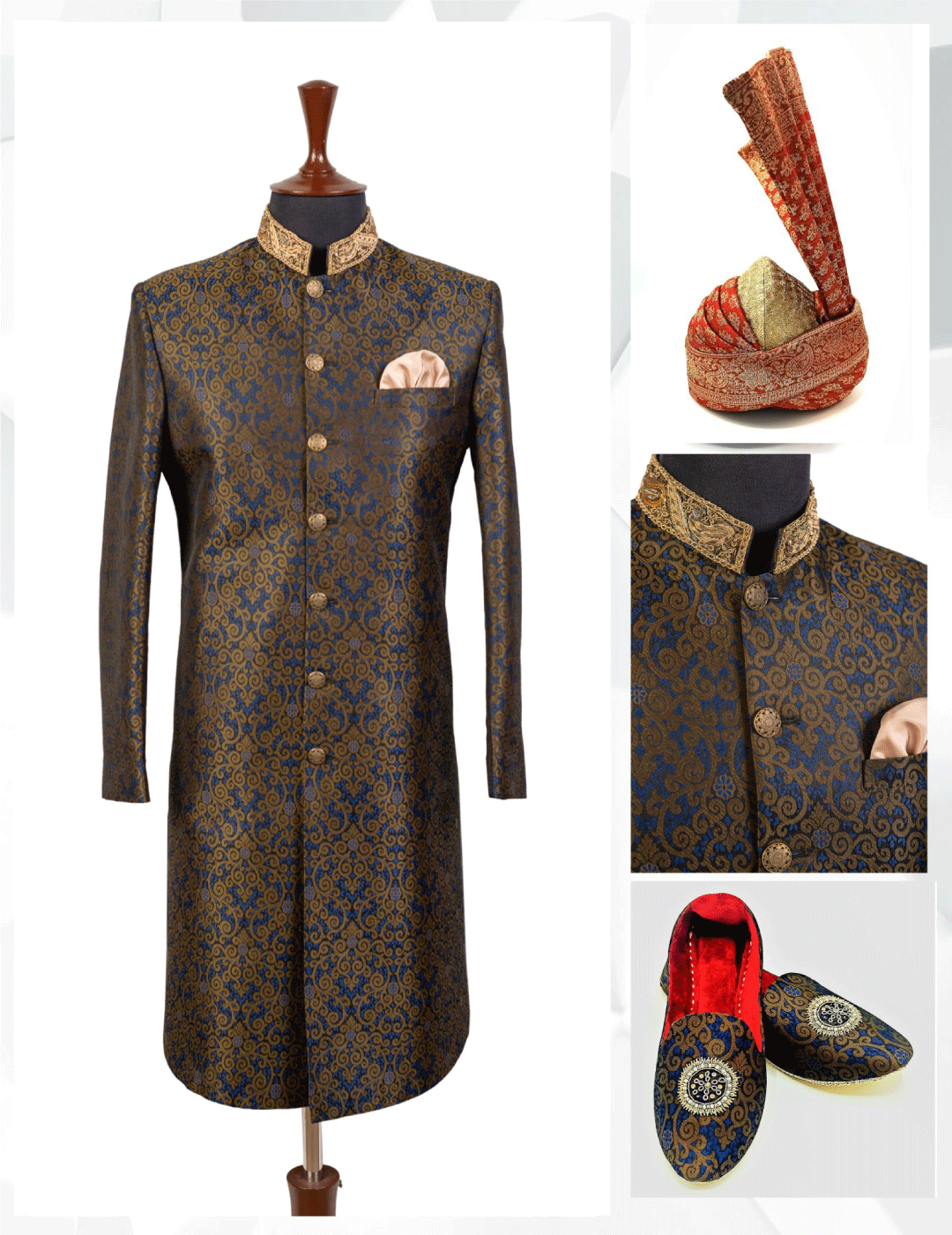 Regal Azure Jamawar Sherwani