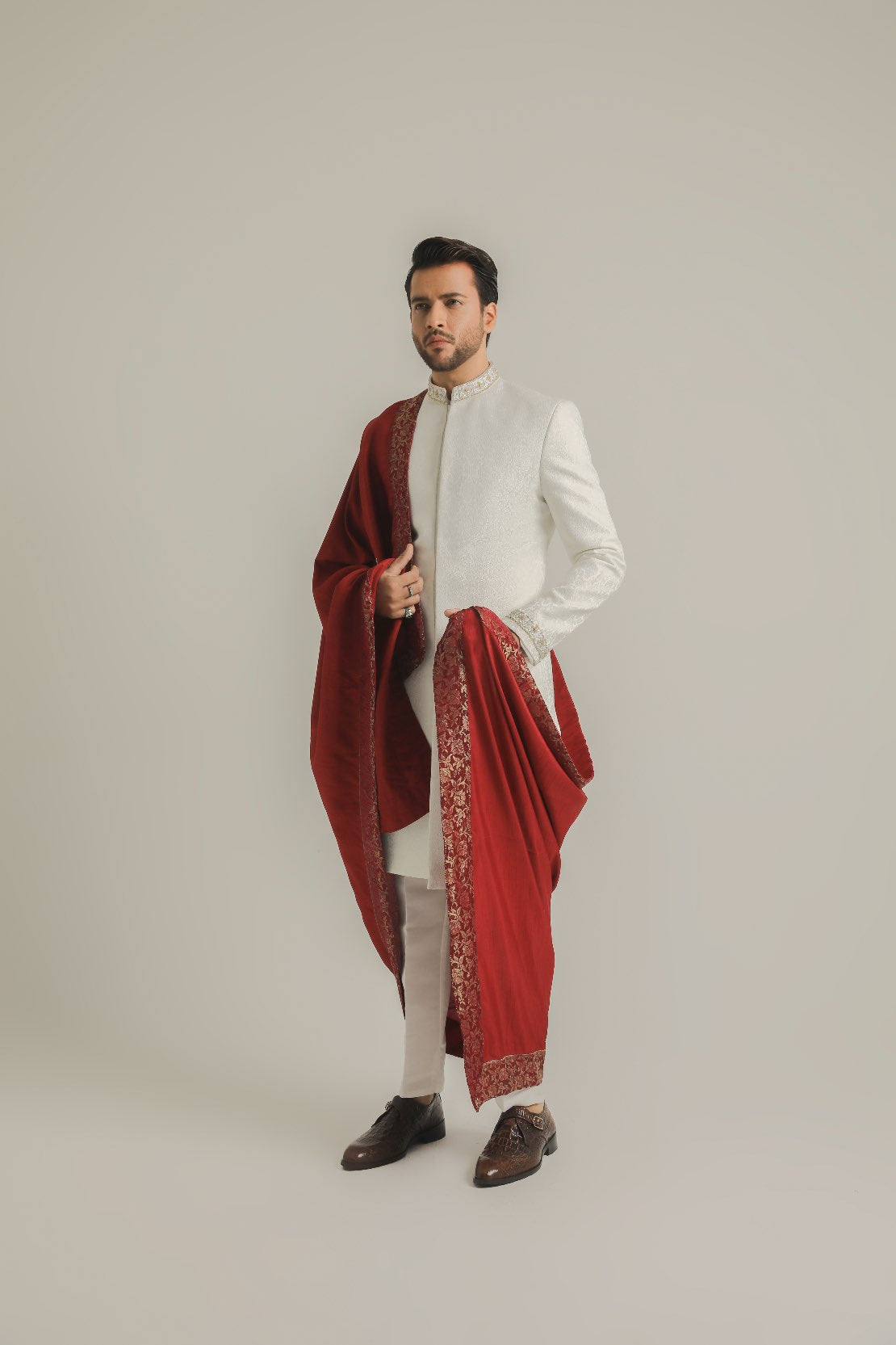 Sovereign White Attire with Red Accents