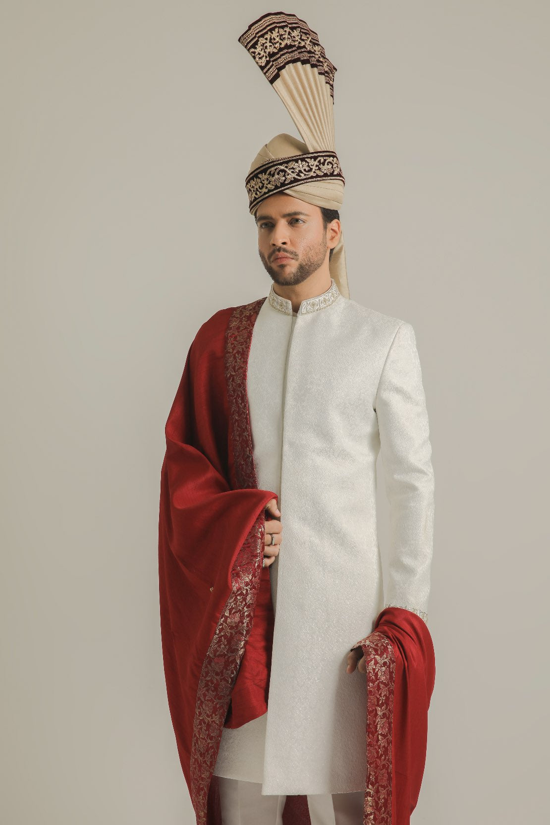 Sovereign White Attire with Red Accents