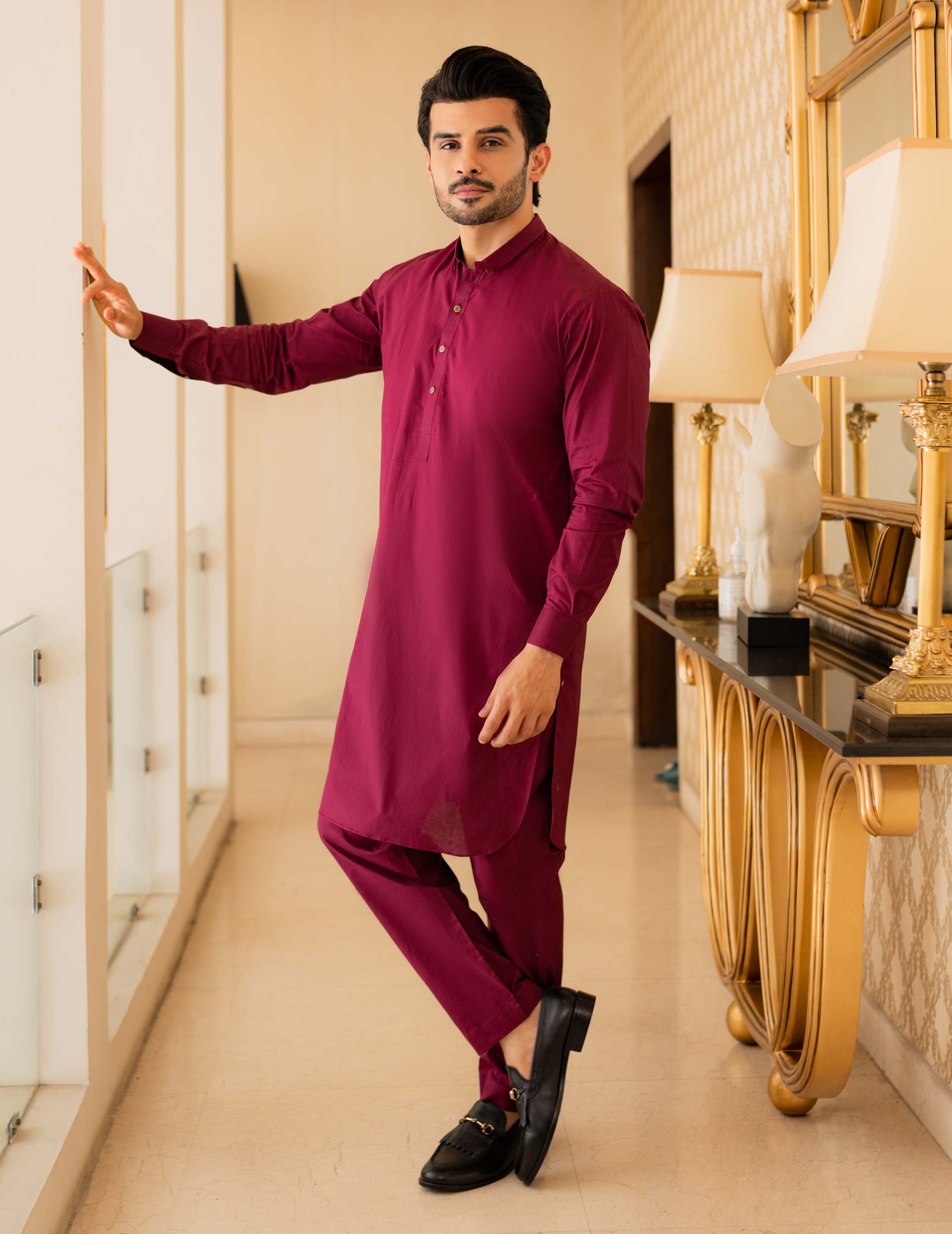 Short color cotton kurta