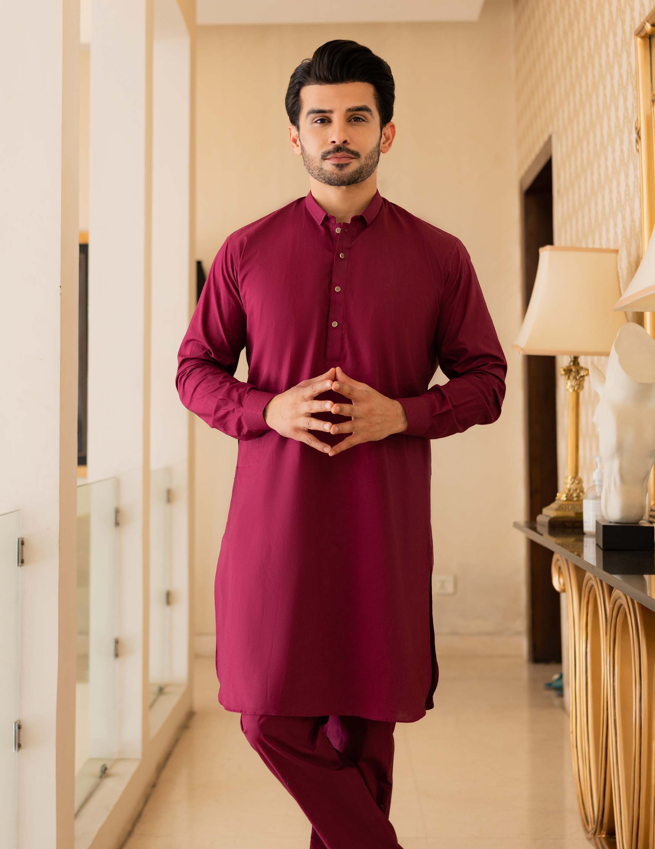 Short color cotton kurta