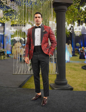 Custom-made shawl lapel tuxedo suit for men online in pakistan